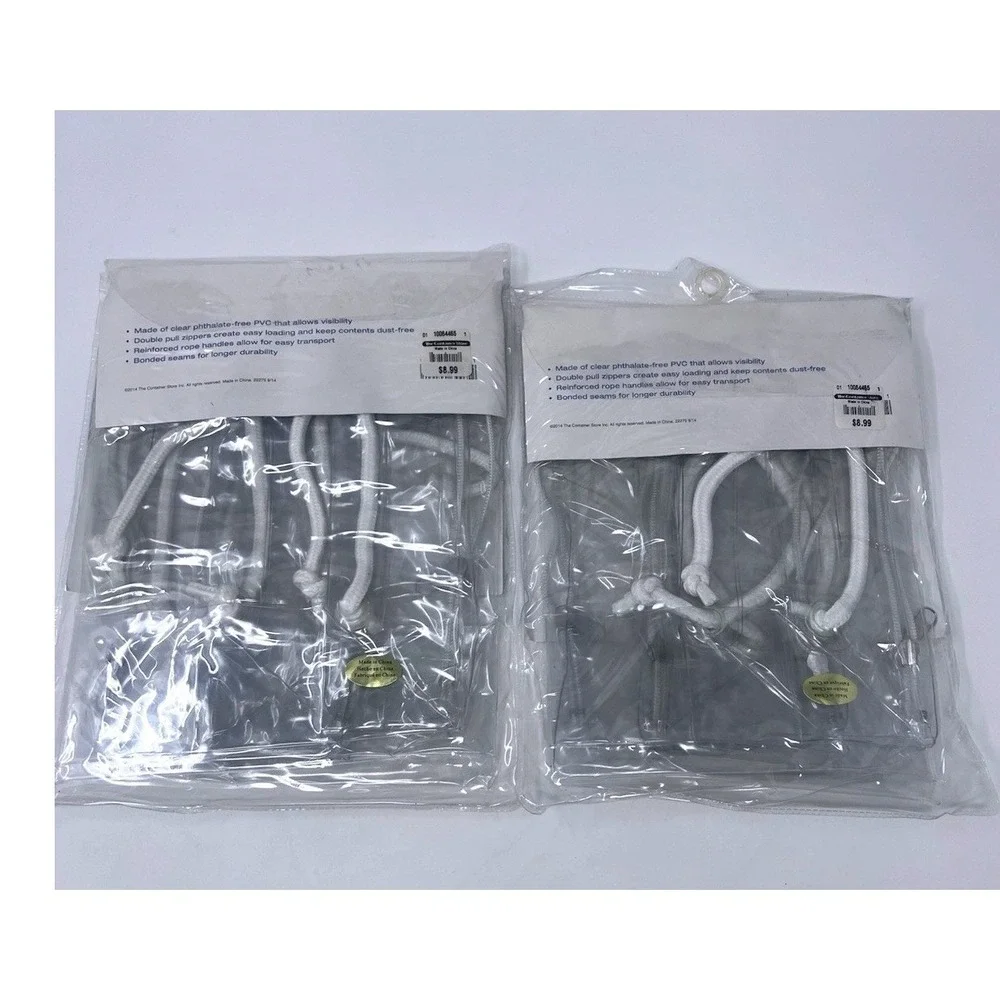 Lot Of 2 The Container Store Clear Small Chest Storage Bags 12x9x6 NOS Sealed